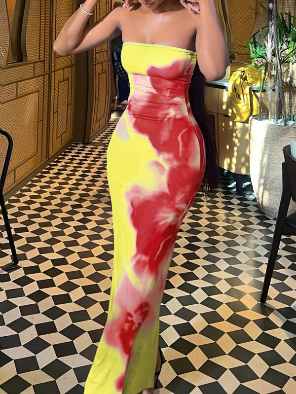 Vestido Midi Elegante con Estampado Floral y Tie-Dye - Image 31
