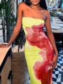 Vestido Midi Elegante con Estampado Floral y Tie-Dye