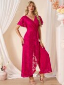 Mono Elegante de Pierna Ancha con Lazo y Mangas Mariposa
