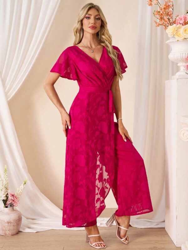 Mono Elegante de Pierna Ancha con Lazo y Mangas Mariposa - Image 14