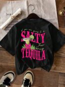 Remera Estampada de Frutas y Letras con Cuello Redondo