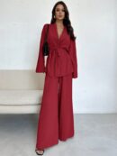 Set Elegante y Casual de Shacket y Pantalón con Cinturón