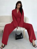 Set Elegante y Casual de Shacket y Pantalón con Cinturón