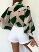 Camisa Estampada Multicolor de Manga Larga para Uso Diario