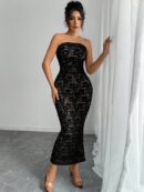 Vestido Strapless Tie Dye con Abertura Lateral y Ruched