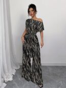 Mono Largo Bohemio con Manga Murciélago y Estampado Completo