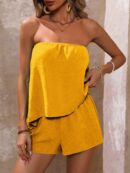 Conjunto Casual de Tubo y Shorts en Color Sólido para Mujer