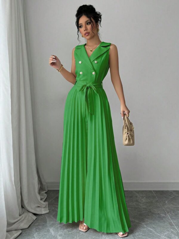 Mono Elegante de Doble Botonadura con Pliegues y Cinturón - Image 34