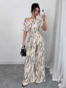 Mono Largo Bohemio con Manga Murciélago y Estampado Completo