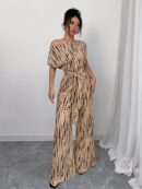 Mono Largo Bohemio con Manga Murciélago y Estampado Completo