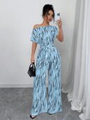 Mono Largo Bohemio con Manga Murciélago y Estampado Completo