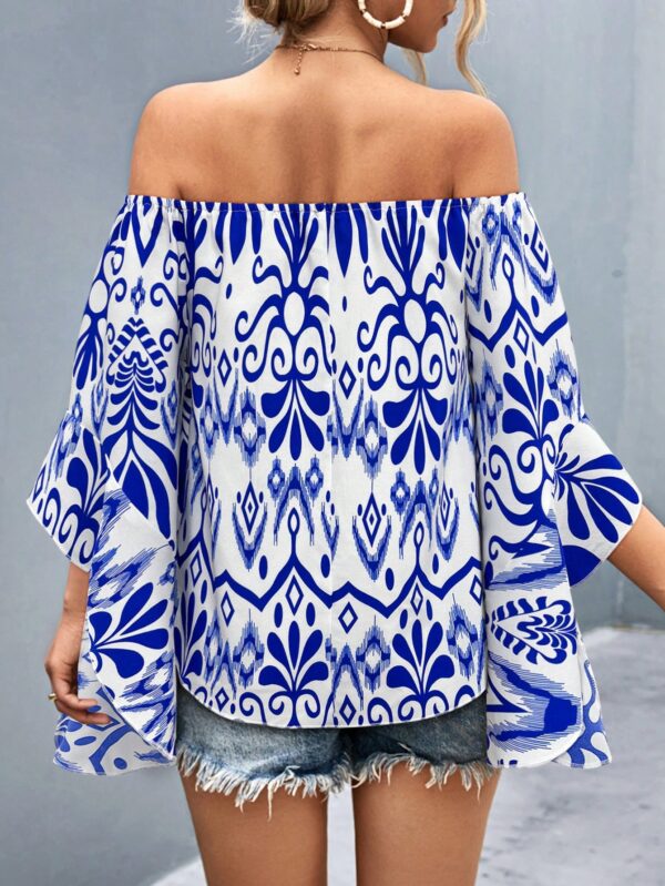 Blusa Casual de Hombros Descubiertos con Estampado Variado y Manga Larga - Image 17